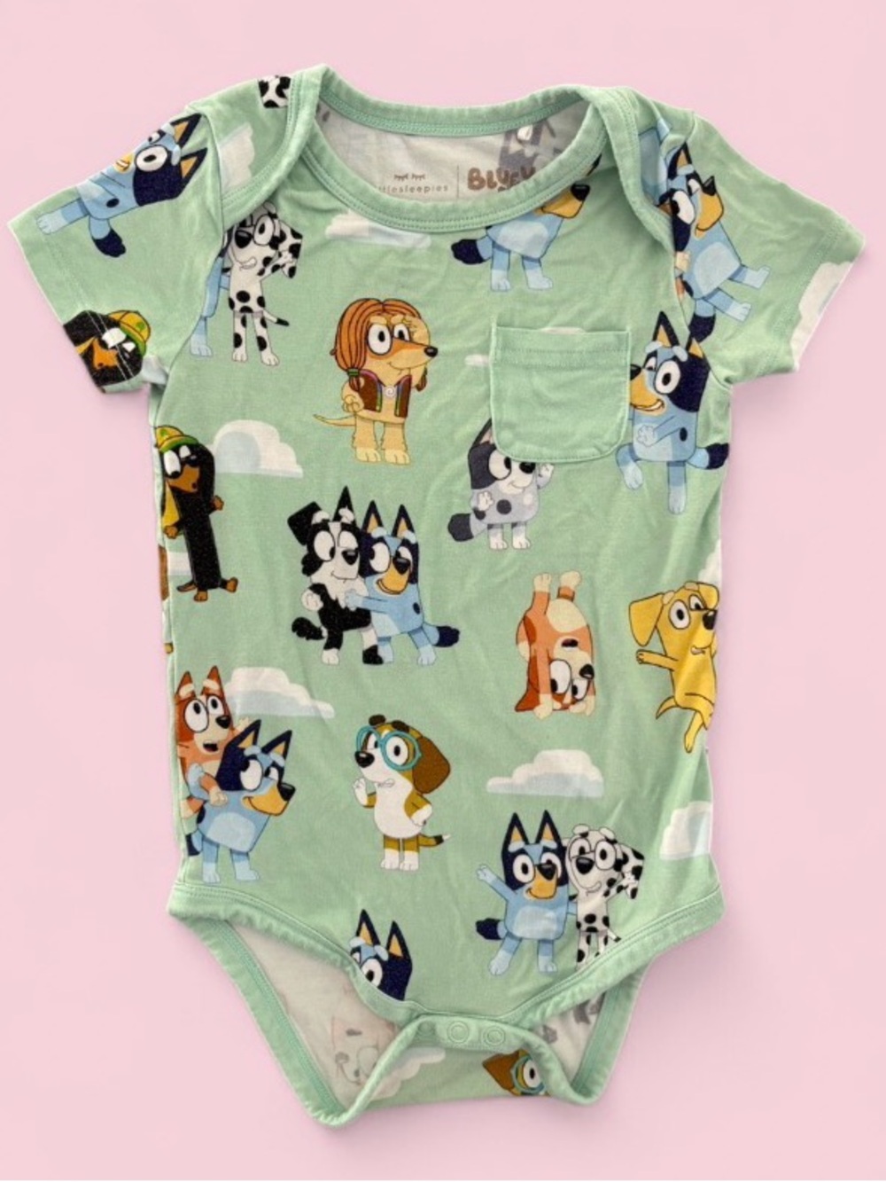 Little Sleepies x Bluey Play Collection Green Bodysuit Size 12-18M